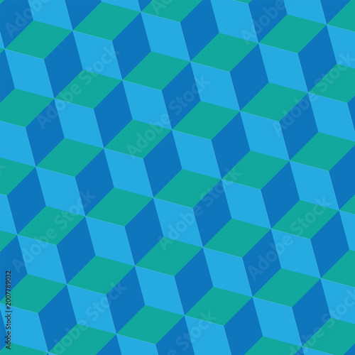 Abstract 3d cyan color cube pattern design.