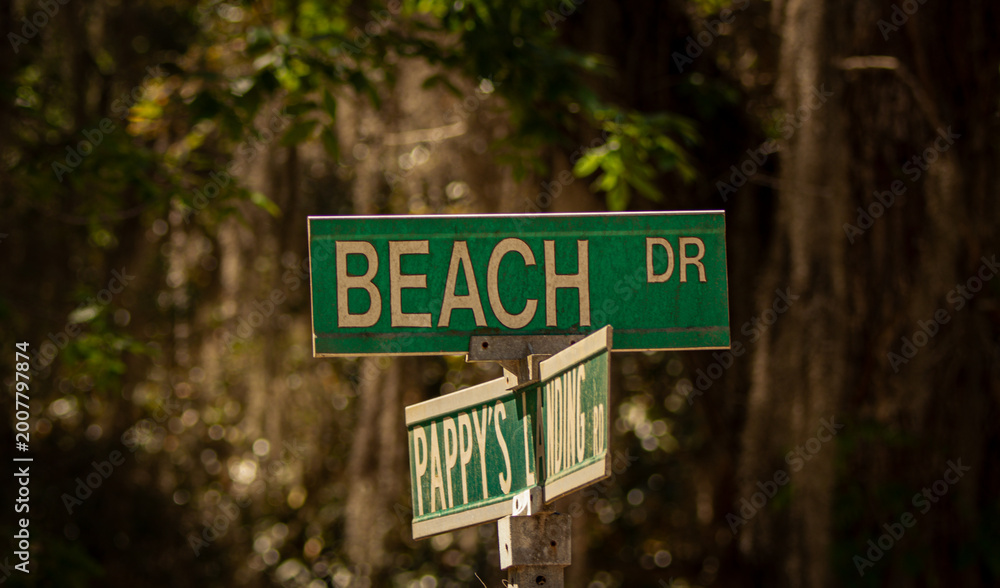Fototapeta premium Beach Road Sign