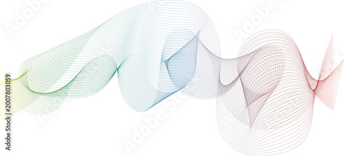 “Abstract Multicolour Wave Lines Flowing Across a Clean White Background
