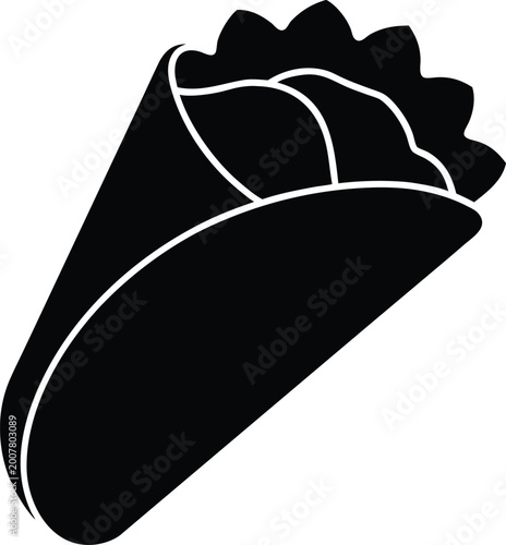 Hummus Wrap Flat Icon Style Silhouette Vector Art Illustration