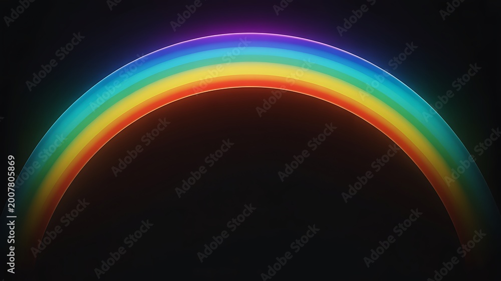 Naklejka premium Arc of Color: A vibrant rainbow arching gracefully across a dark canvas, a symbol of hope and serenity after a storm, with a spectrum of vivid colors that evoke a sense of wonder and tranquility.