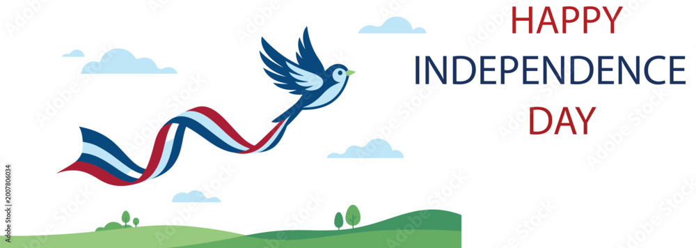Obraz premium Happy independence day patriotic bird with ribbon celebration