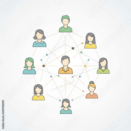 Connected network of people graphic representing communication and teamwork