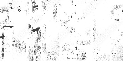 Foto Collage of newspaper clippings and text fragments in gray and white tones with vintage print style for abstract background design and creative projects