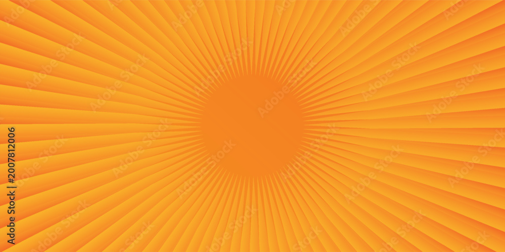 Fototapeta premium Circus background of spiral yellow orange rays vector illustration. Vintage radial pattern with sunbeams or starburst strip