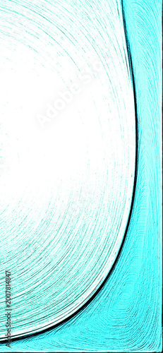Minimalist white background with turquoise blue flowing wave line