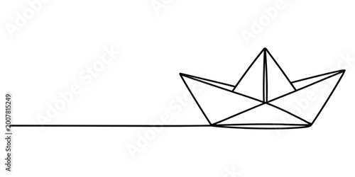 Photos Simple line art of a paper boat drawn with a single continuous line