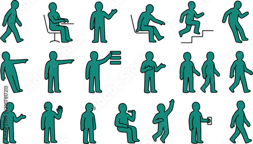 Foto Lazy Thinking Behavior Character Set – Mental Shortcuts Illustration