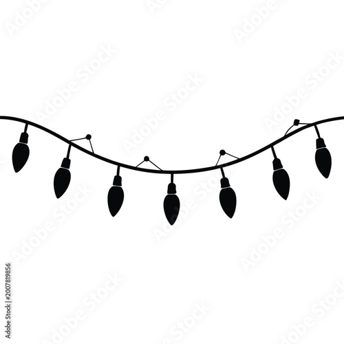Set of hanging black pendant lights in a row for modern decor isolated on white background