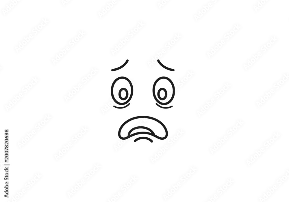 Obraz premium Simple line art icon of an anxious dizzy face