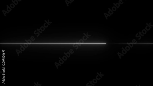 Abstract horizontal glowing white neon line on a dark background with subtle reflection bright clean. 4K video animation.