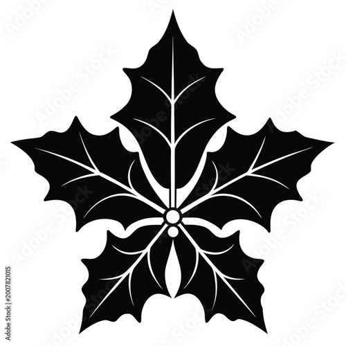 Black decorative mandala design with symmetrical floral shape and sharp points isolated on white background
