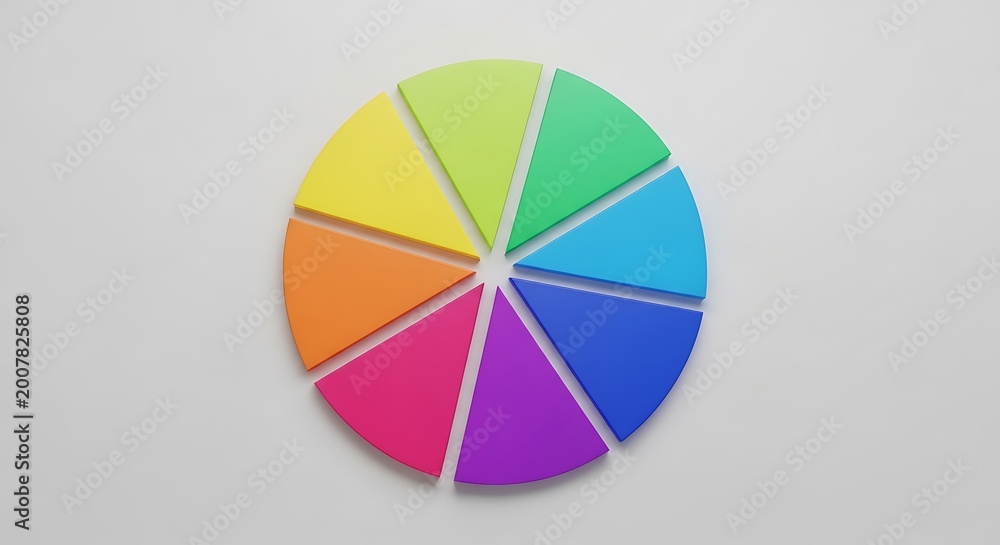 Obraz premium Colorful pie chart divided into eight segments
