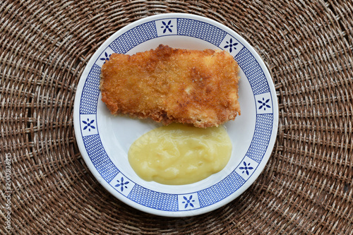 batter fried cod fish with skordalia garlic dip sauce traditional greek food