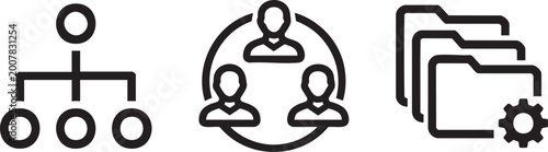 Three organization corporate hierarchy icon collection