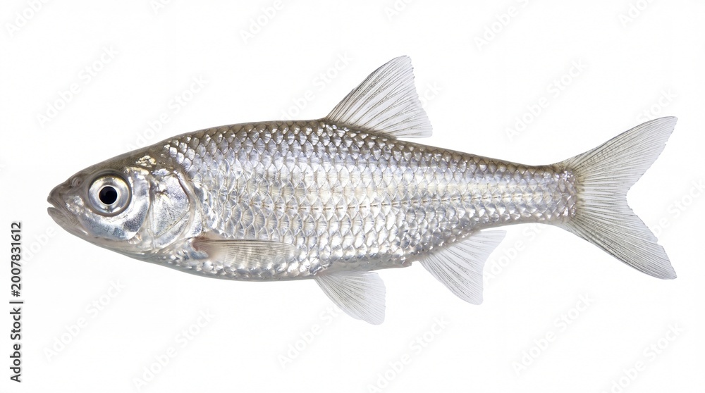 Fototapeta premium Small silver fish swimming isolated
