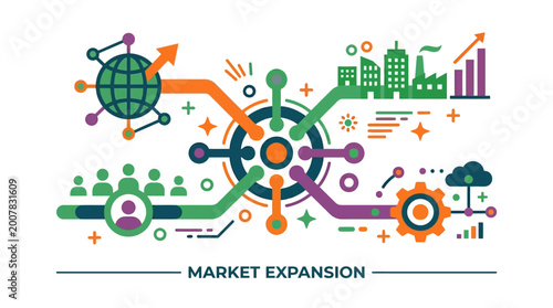Foto Business growth and market expansion concept.