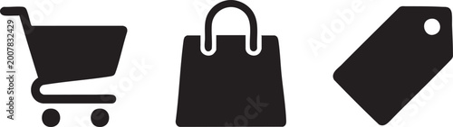 Three shopping retail icon bundle pack
