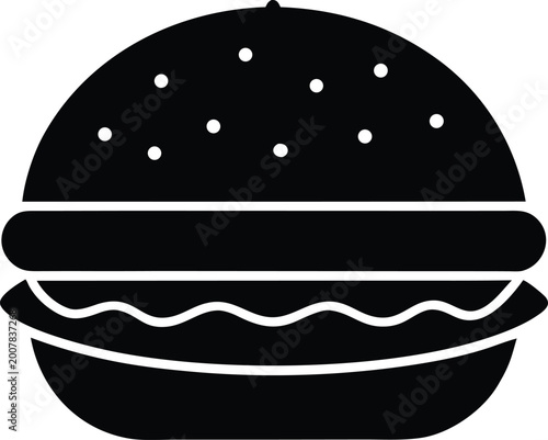Vada Pav Flat Icon Style Silhouette Vector Art Illustration