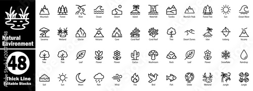 Photos Natural environment outline icon pack
