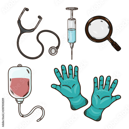 Medical equipment stethoscope infusion injection medical equipment icon maintaining health