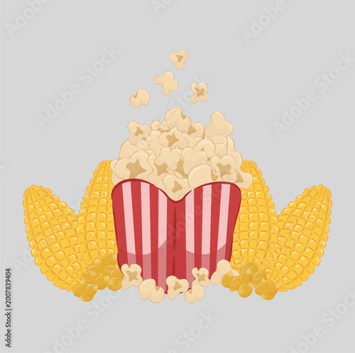 illustration of popcorn corn, salty taste of popcorn, cinema snacks, movie snacks
