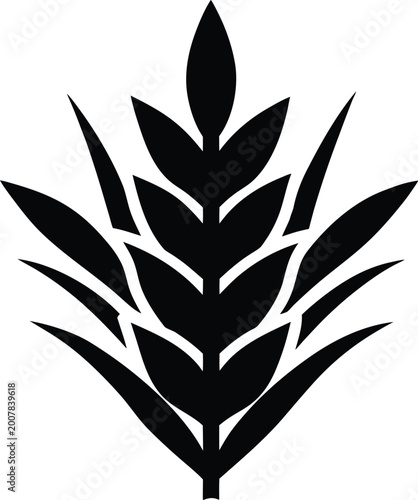 Wild Rice Flat Icon Style Silhouette Vector Art Illustration