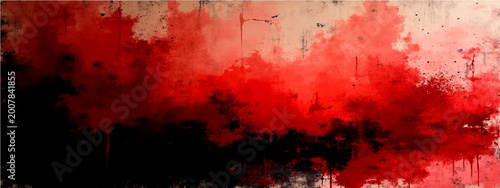 Bild auf Leinwand Vector Abstract red and black ink blot pattern, dramatic grunge