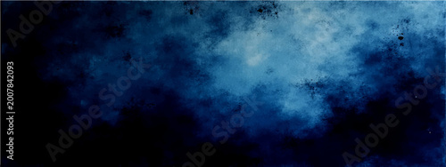 Tableau sur toile Vector Evocative abstract impression deep azure, indigo hues, mirroring depths mystique imagination