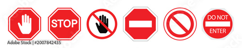 Cuadro en lienzo Red stop sign icon set