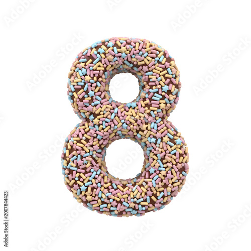 Doughnut number shaped 8 with crumbs