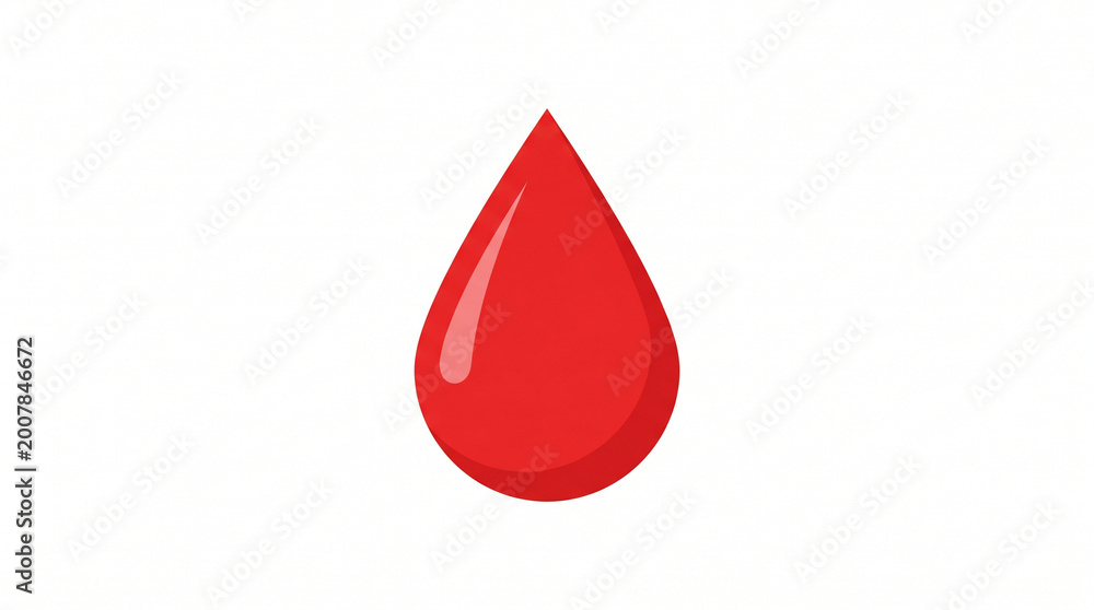 Obraz premium Red Blood Drop Illustration on White Background with Copy Space for Medical and Healthcare Concepts