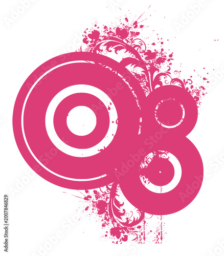 Abstract background with pink circles and swirls