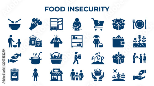Photos Food insecurity concept illustrated with icons showing hunger poverty and lack o
