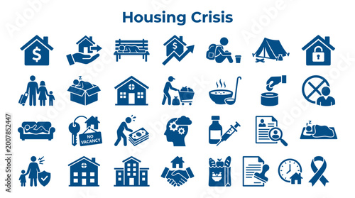Fotografía Housing Crisis Icons Illustrating Homelessness Poverty Debt Eviction and Social