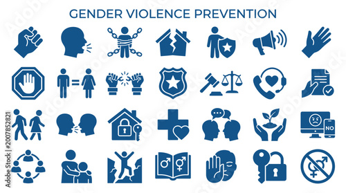 Tableau sur toile Gender Violence Prevention Icons Representing Safety Justice Support and Equalit