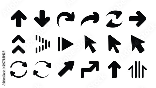 Foto Black arrow vector icon set collection of directional navigation symbols for UI,