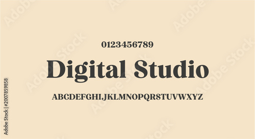 Elegant serif typeface sample with numbers and alphabet characters