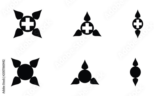 Billede på lærred Twelve different ninja stars on white background