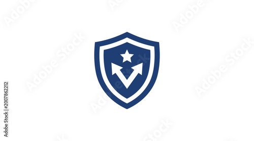 Free Download Shield logo with star and arrows on white background - GFXLoad