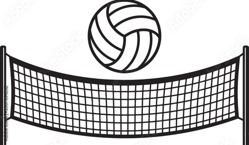 Foto White volleyball hovering above a black volleyball net also transparent backgrou