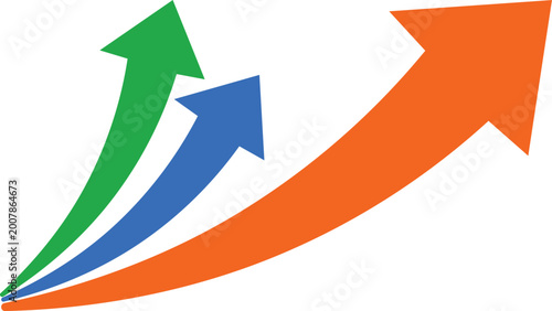 Colorful growth arrows upward trend financial success business concept