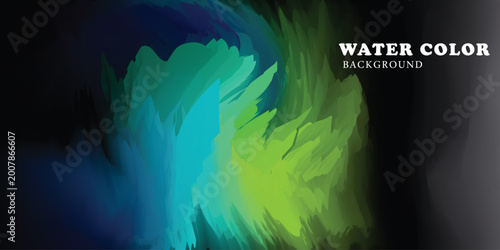 abstract watercolor background with teal green and blue paint strokes
