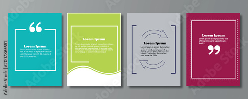 set of four minimalist quote poster templates with colorful backgrounds