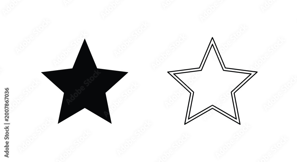 Fototapeta premium Two stars a solid black star and a sketchy outline star illustration