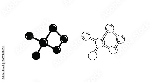Photos Benzene molecular structure black and white illustration of cyclic hydrocarbon