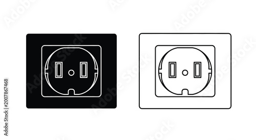 Photos Electrical outlet illustration two versions black fill and white outline