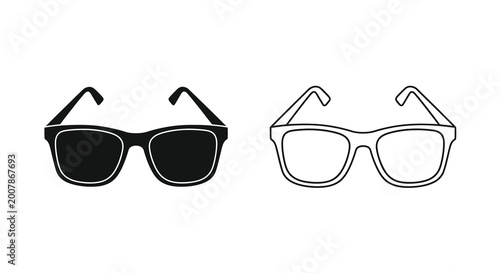 Fotografía Two pairs of sunglasses a black and a white line art illustration