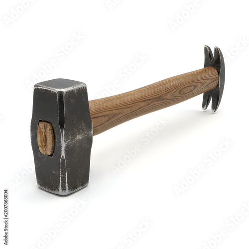 Heavy metal sledgehammer with a sturdy wooden handle for construction