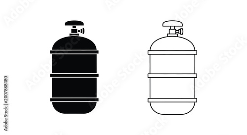 Konstfotografi Gas cylinder illustration black and white line art depicting industrial pressure